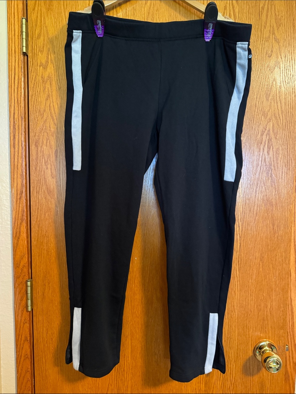 Black Sweatpants with Side Contrast Stripes